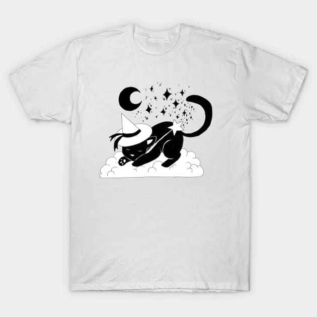 Sleepy Wizard Kitty T-Shirt by srw110